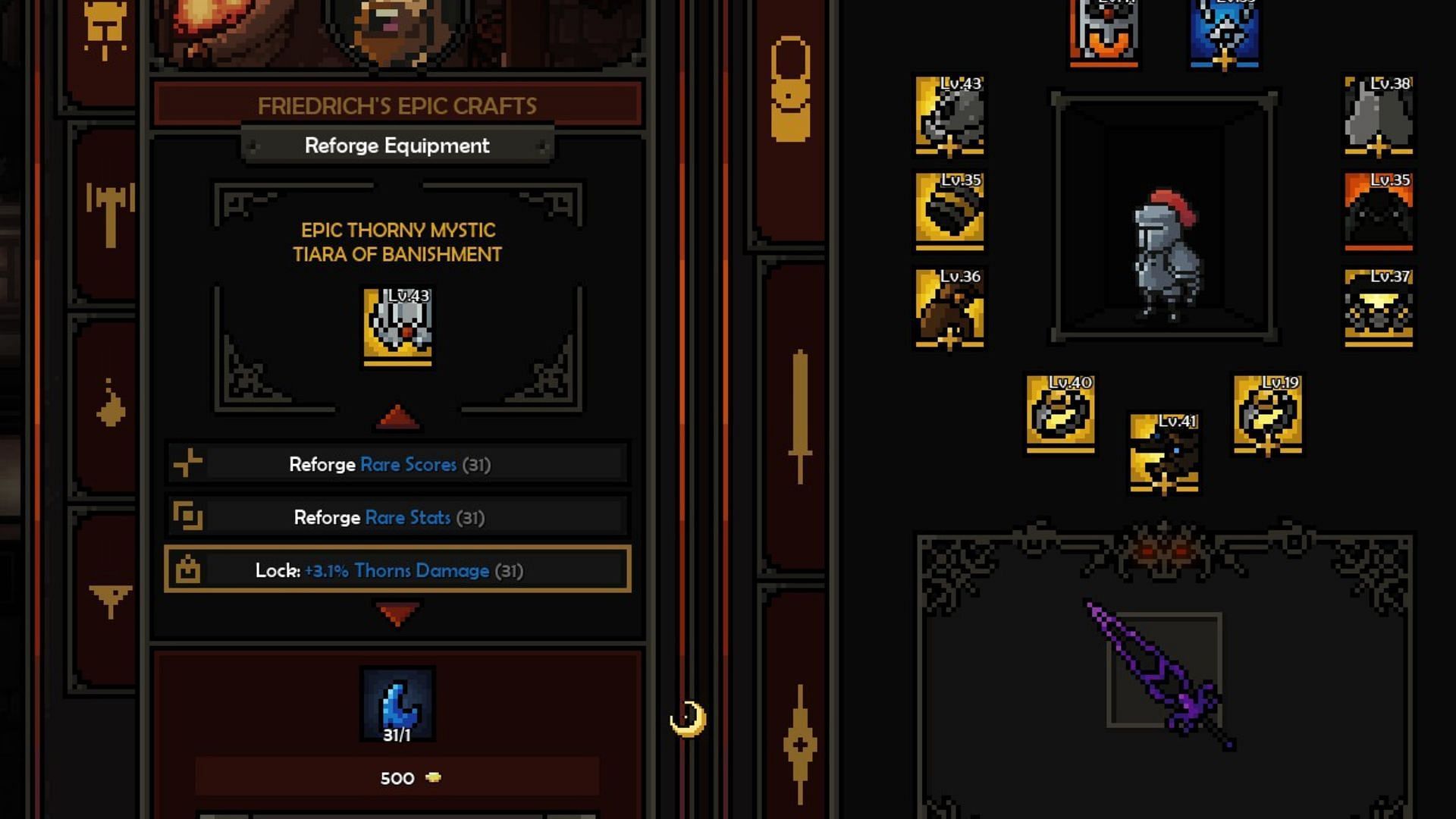 Reforge options in The Slormancer (Image via Slormite Studios)